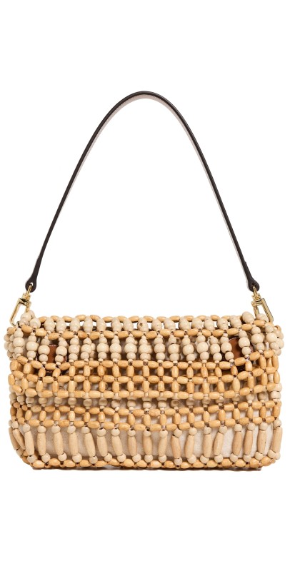STAUD Timmy Shoulder Bag Natural Wood Beads