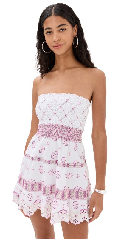 Temptation Positano Olona Embroidered Short Dress White