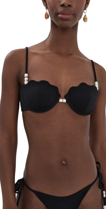 LSPACE Sunrise Shell Bikini Top Black
