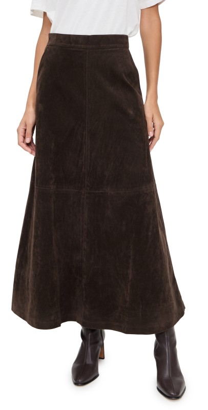 Joe's Jeans The Tavi Vegan Suede Skirt Dark Chocolate