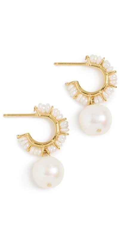 Chan Luu Maiden Hoop Earrings White Pearl