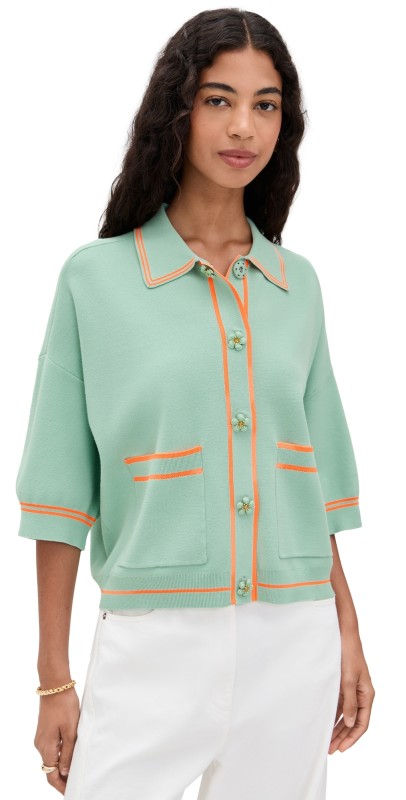 ESSENTIEL ANTWERP Ilaria Knitted Cardigan Aqua Azul
