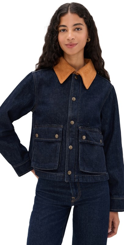 THE GREAT. The Denim Swingy Jacket Midnight Rinse