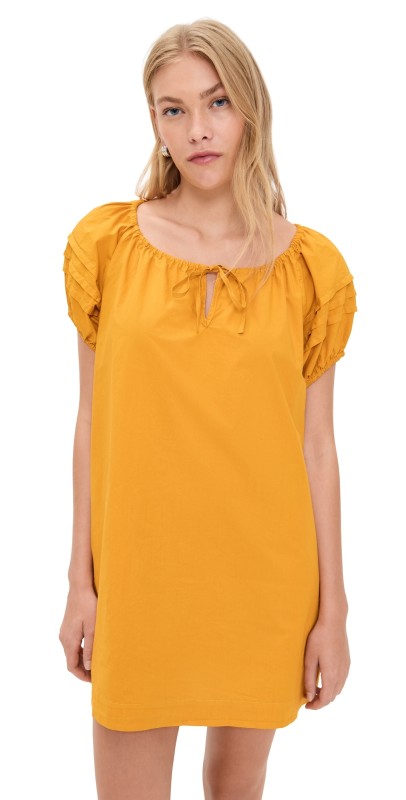 Alex Mill Rose Dress In Cotton Poplin Golden Yellow