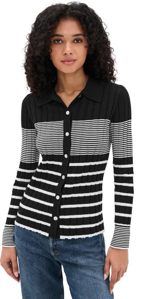 RAILS Aurelia Cardigan Black Ivory Stripe