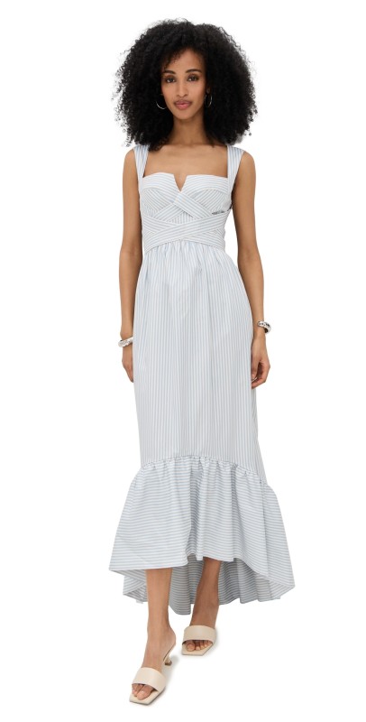 Andres Otalora Ananya Dress Sky Blue Stripes