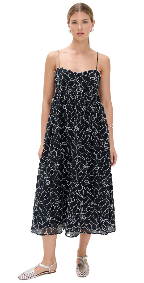 Ulla Johnson Marina Empire Cami Midi Dress Noir