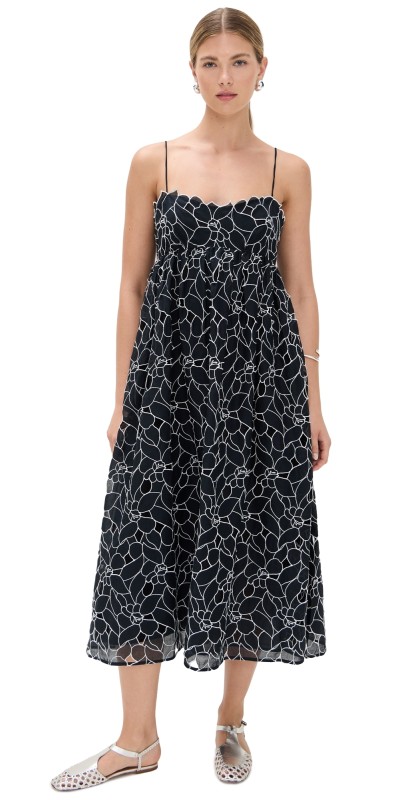 Ulla Johnson Marina Empire Cami Midi Dress Noir