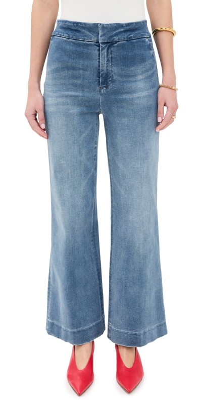 alice + olivia Quinn High Rise Cropped Bootcut Jeans Livia Vintage Blue