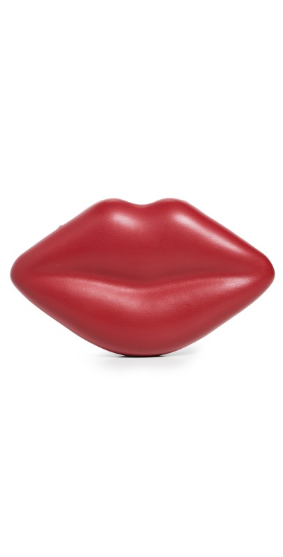 SIMONMILLER Vegan Leather Lip Clutch Lucky Red