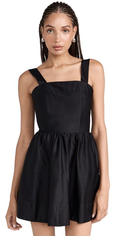 alice + olivia Saige Wide Strap Tie Back Mini Dress Black