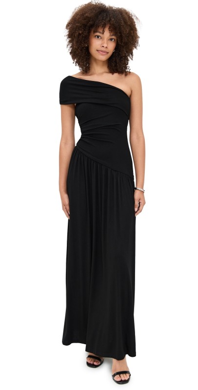 Runaway the Label Lara One Shoulder Maxi Dress Black