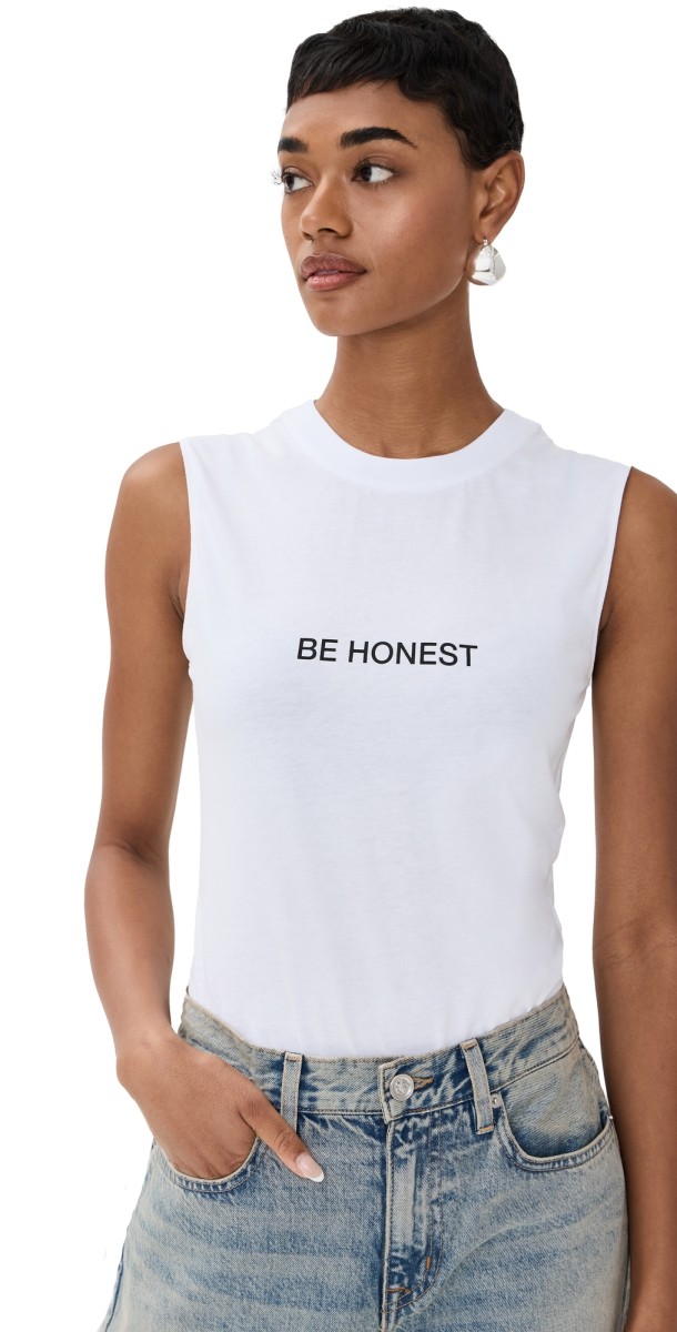 Victoria Beckham Slogan Tank White Be Honest