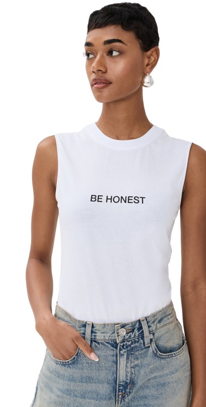 Victoria Beckham Slogan Tank White Be Honest