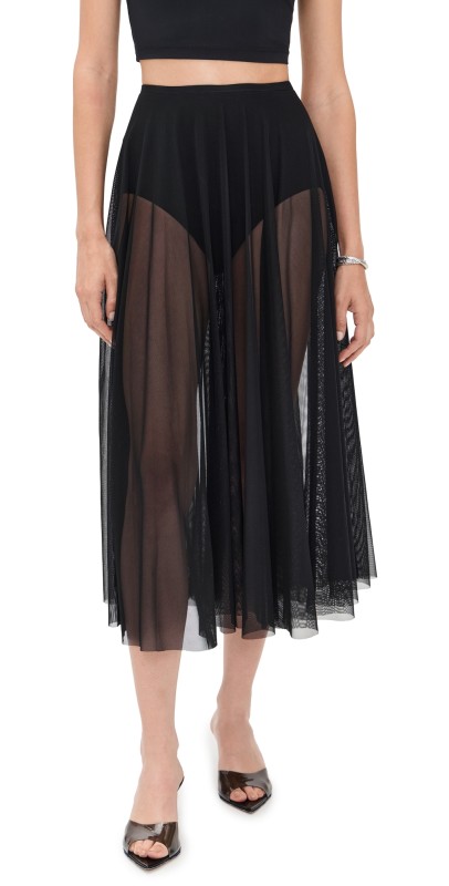 Norma Kamali Flared Skirt To Midcalf with Panty Black