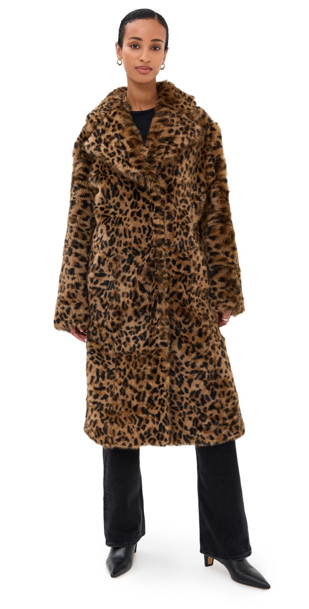 Nili Lotan Ingrid Shearling Coat Camel Leopard