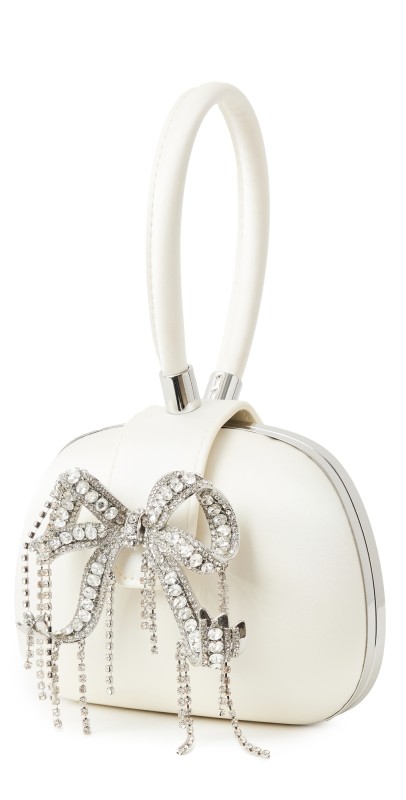 Self Portrait Cream Satin Top Handle Clutch Bag Color