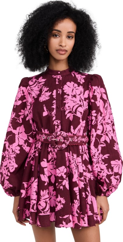 Hemant and Nandita Short Dress With Belt Black Magenta