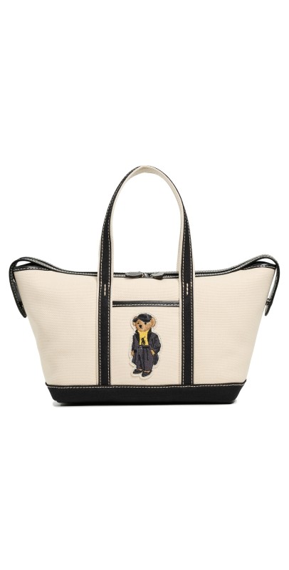Polo Ralph Lauren Holiday Bear Mini Shopping Tote Ecru/Black