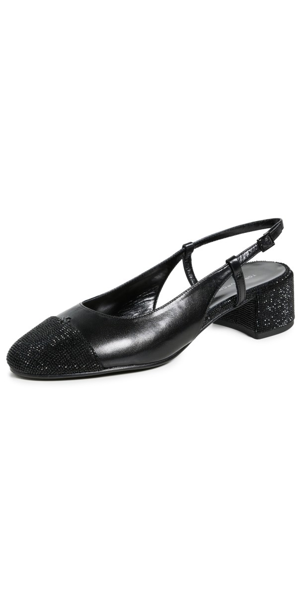 Tory Burch Cap Toe Pave Slingbacks 45mm Perfect Black / Perfect Black