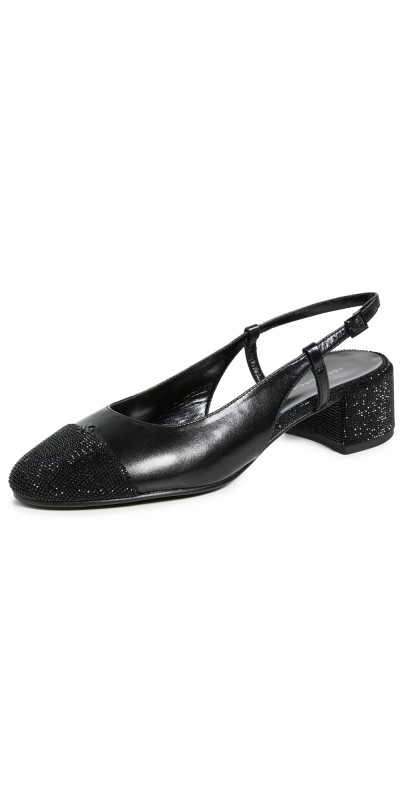 Tory Burch Cap Toe Pave Slingbacks 45mm Perfect Black / Perfect Black