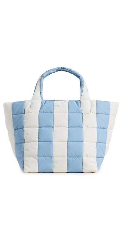 Vee Collective Porter Medium Tote Cerulean/Marshmallow Stripes