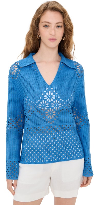 RAILS Louiza Crochet Sweater French Blue