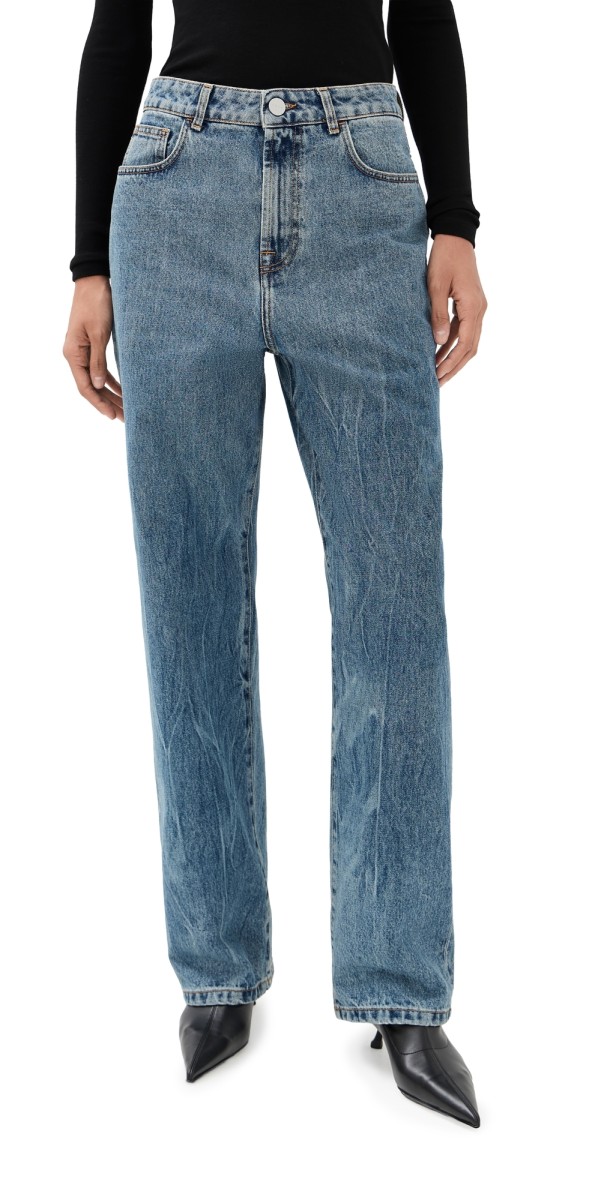 Róhe Baggy Fit Denim Jeans Mid Denim Blue