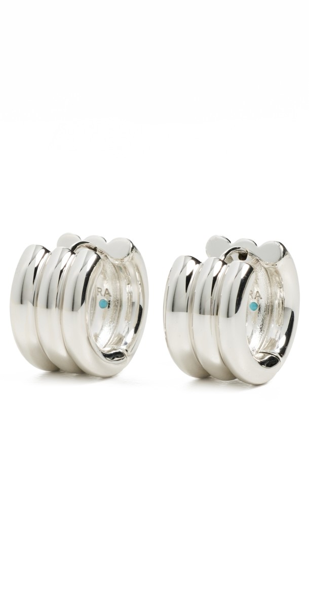 Roxanne Assoulin The Triple Tube Huggie Earrings Dark Silver