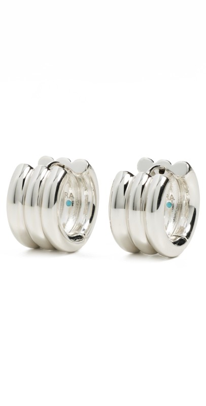 Roxanne Assoulin The Triple Tube Huggie Earrings Dark Silver