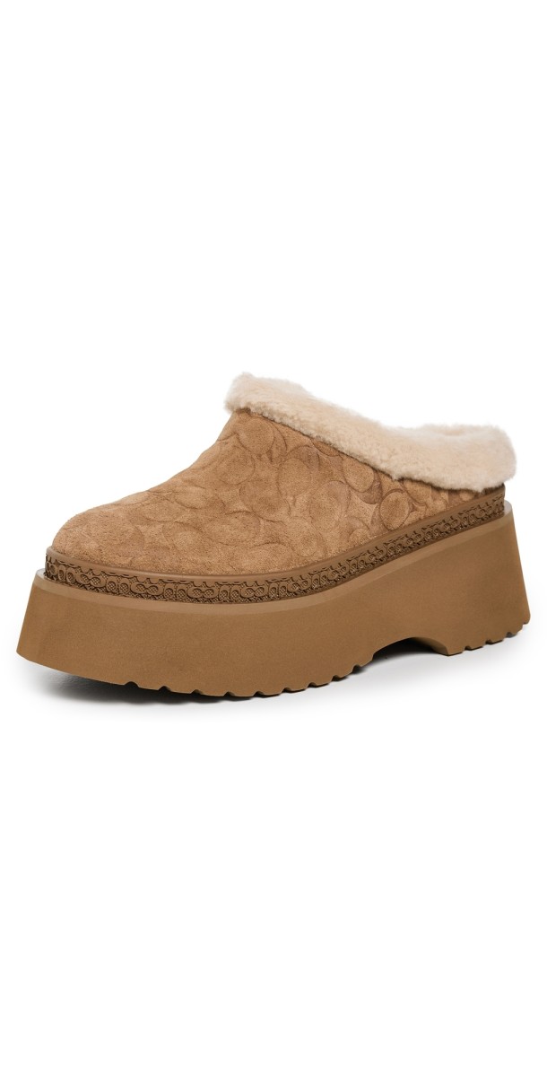 Coach Cecilia Sherpa Clogs Tobacco