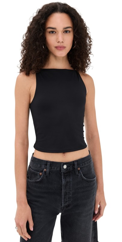 Good American Weightless Scuba Sleeveless Tank Black001