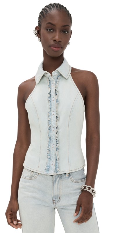 Lioness Afterglow Halter Top Light Denim