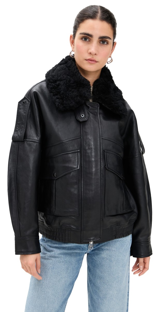 AGOLDE Avril Leather Jacket Black