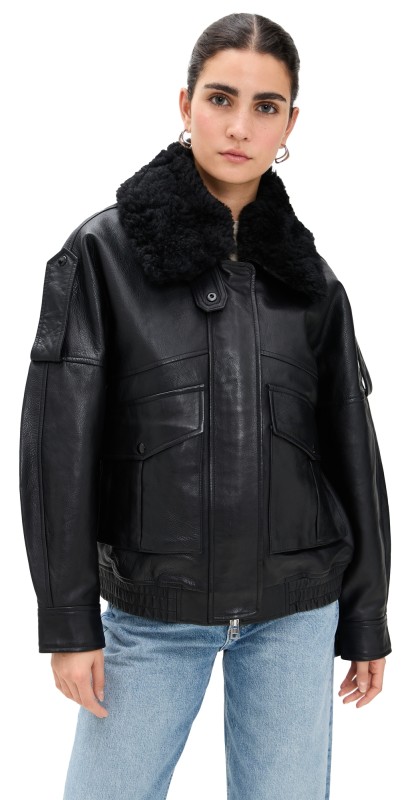 AGOLDE Avril Leather Jacket Black