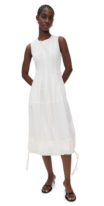 Proenza Schouler White Label Marley Brushed Poplin Dress White