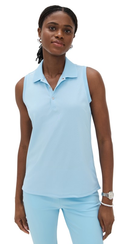 RLX Ralph Lauren Sleeveless Air Tech Pique Polo Pool Blue