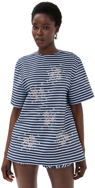 rabanne Haut Top Stripes Black/Blue/White