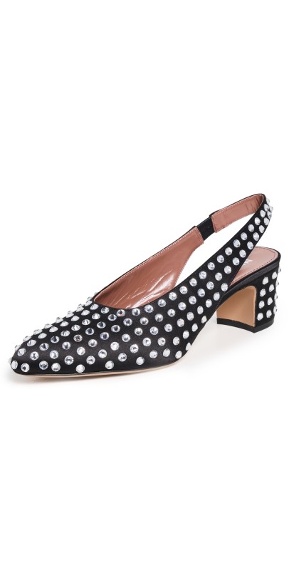 Paris Texas Lavinia Slingbacks 50mm Black/Crystal