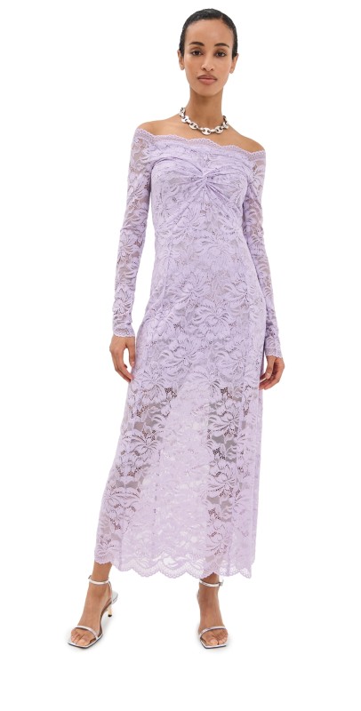 rabanne Lace Robe Dress French Lavender