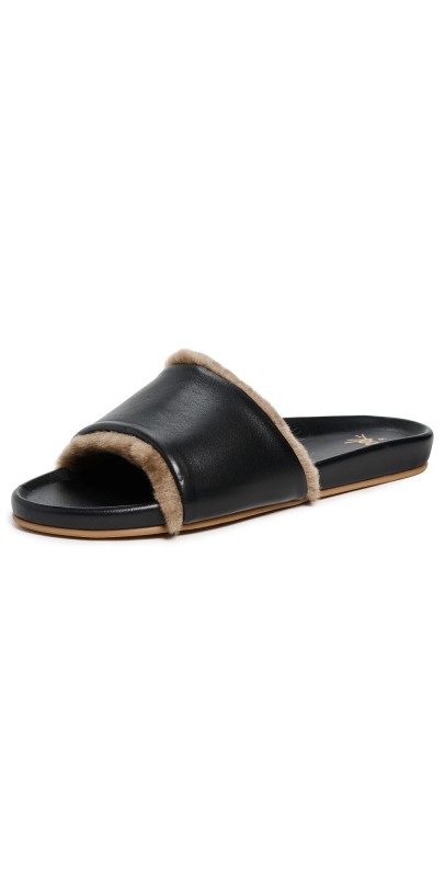 beek Gallito Shearling Sandals Black/Bronze