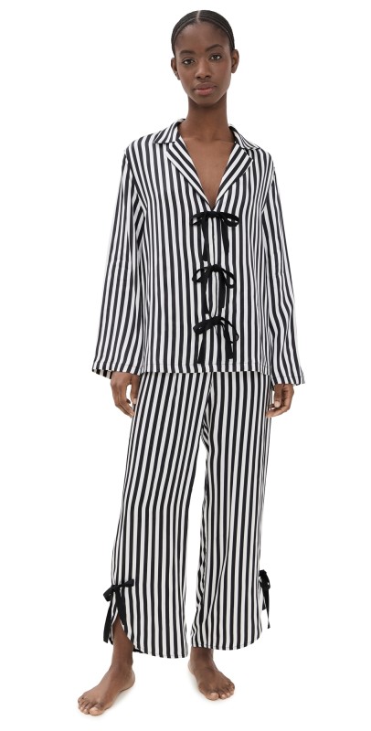 Sleeper Phoenix Striped Set with Bow Details Black and White