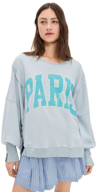 Free People Graphic Camden Sweatshirt Stone Combo/Paris