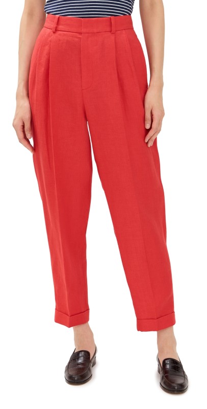 Polo Ralph Lauren Linen Twill Cropped Trousers Orange