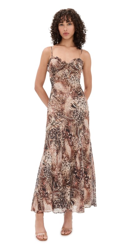 ASTR the Label Maeryn Dress Taupe Brown Leopard