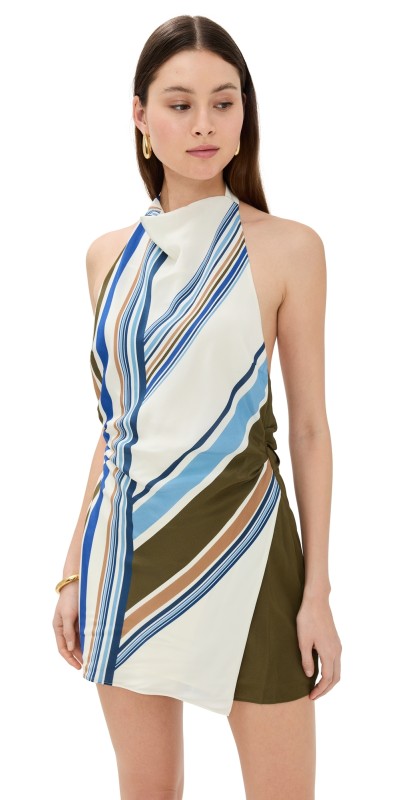 SIR. Thistle Halter Mini Dress Blue Baiadera