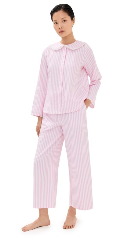 Hill House Home The Cypress Pajama Set Pink/White Stripe