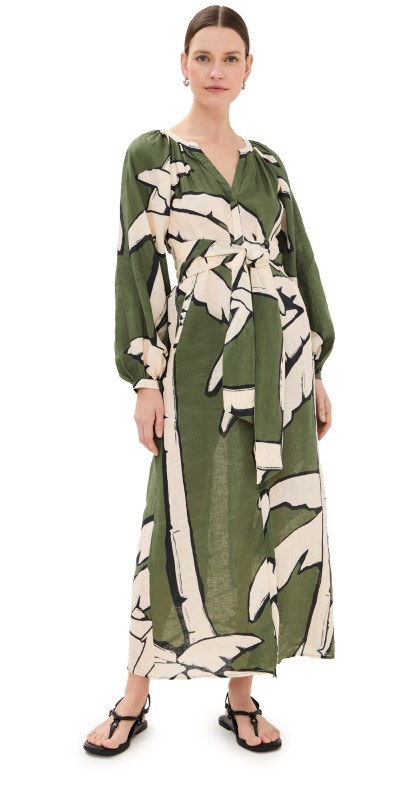 Johanna Ortiz Weaving Weves Ankle Dress Swim Salty Palms/Green/Ecru/Black