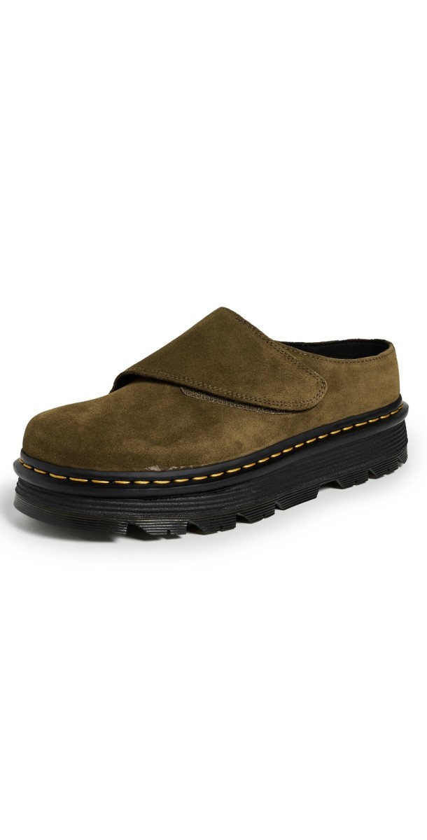 Dr. Martens Zebzag Anywair Olive Bronx Suede Clogs Olive Bronx Suede