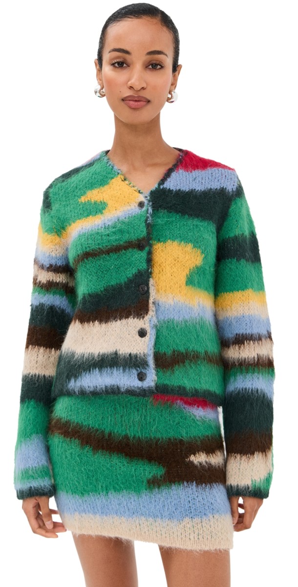 The Elder Statesman Topo Jacquard Cardigan F25 Multi